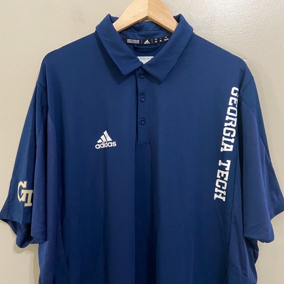 Adidas Georgia Tech Yellow Jackets Team Issue Polo Shirt Aeroready Mens NEW - Picture 5 of 12